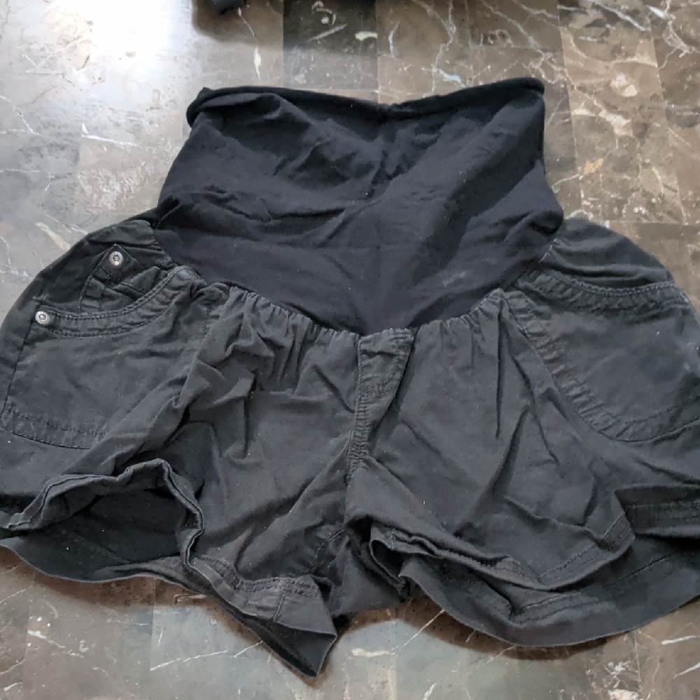 Motherhood Maternity High Waist Black Shorts